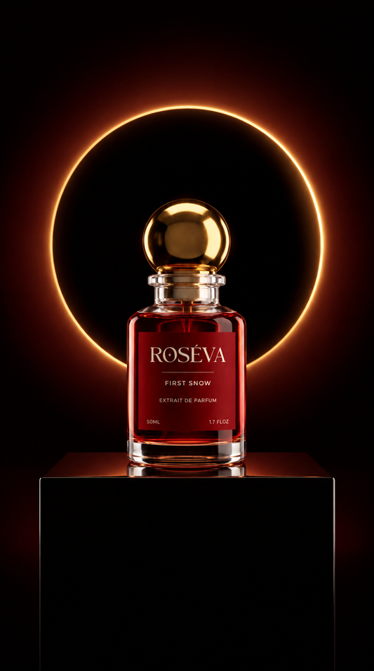 Roséva First Snow, 50 ml Flakon im Lichtkreis